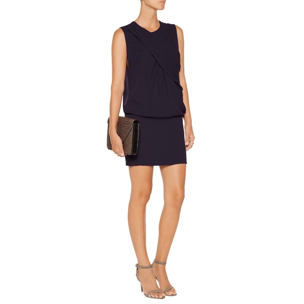IRO Bredy Draped Sleeveless Mini Cocktail Dress Navy Blue Size FR 38 / US 6